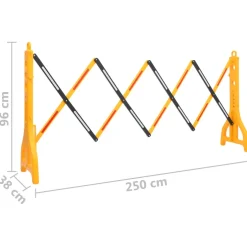 vidaXL Verkeersbarrière inklapbaar 250x38x96 cm geel en zwart