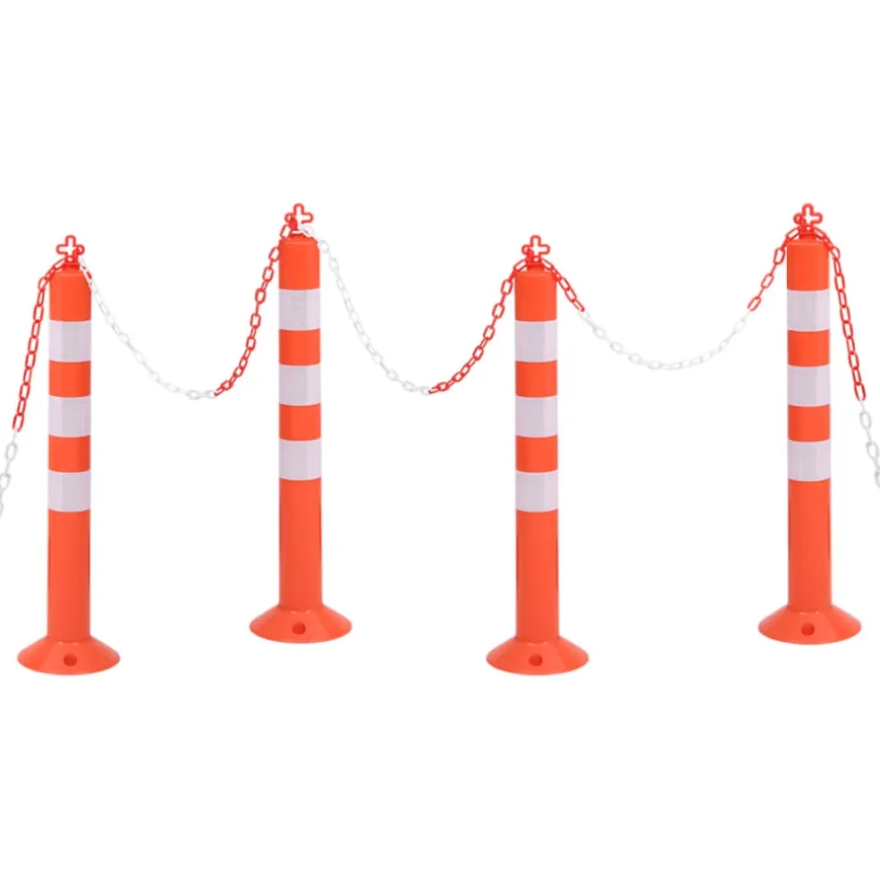 vidaXL Verkeerspalen met ketting 4 st 75 cm PE