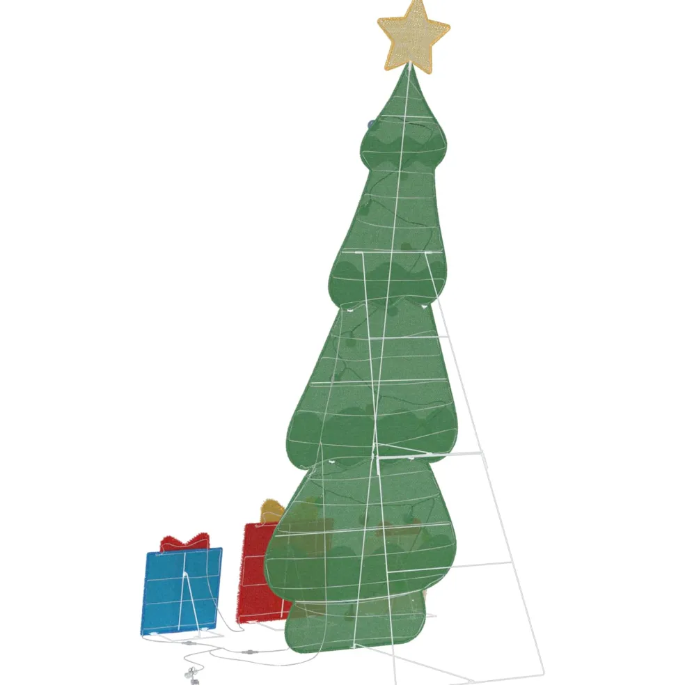 vidaXL Verlichte Kerstboom met 3 Cadeau Dozen 2D Warm Wit Meerkleurig