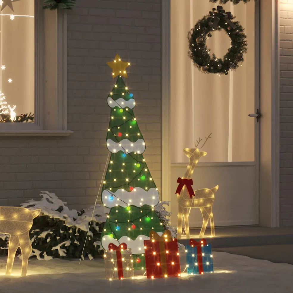 vidaXL Verlichte Kerstboom met 3 Cadeau Dozen 2D Warm Wit Meerkleurig