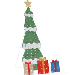 vidaXL Verlichte Kerstboom met 3 Cadeau Dozen 2D Warm Wit Meerkleurig