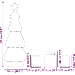 vidaXL Verlichte Kerstboom met 3 Cadeau Dozen 2D Warm Wit Meerkleurig