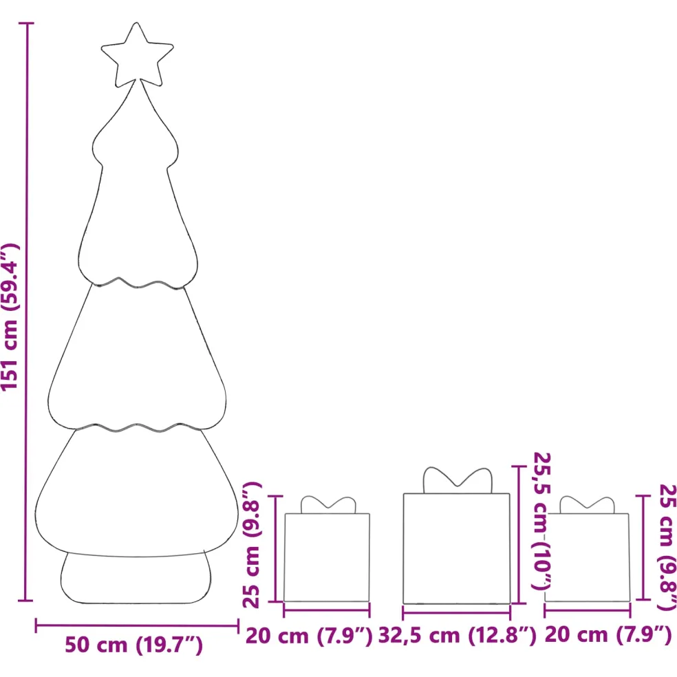 vidaXL Verlichte Kerstboom met 3 Cadeau Dozen 2D Warm Wit Meerkleurig