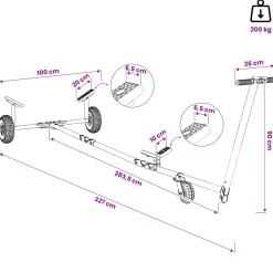 vidaXL Verstelbare Boottrailer met Pneumatische Banden 200 kg Load