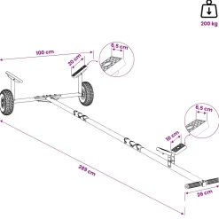 vidaXL Verstelbare Boottrailer met Pneumatische Banden 200 kg Load