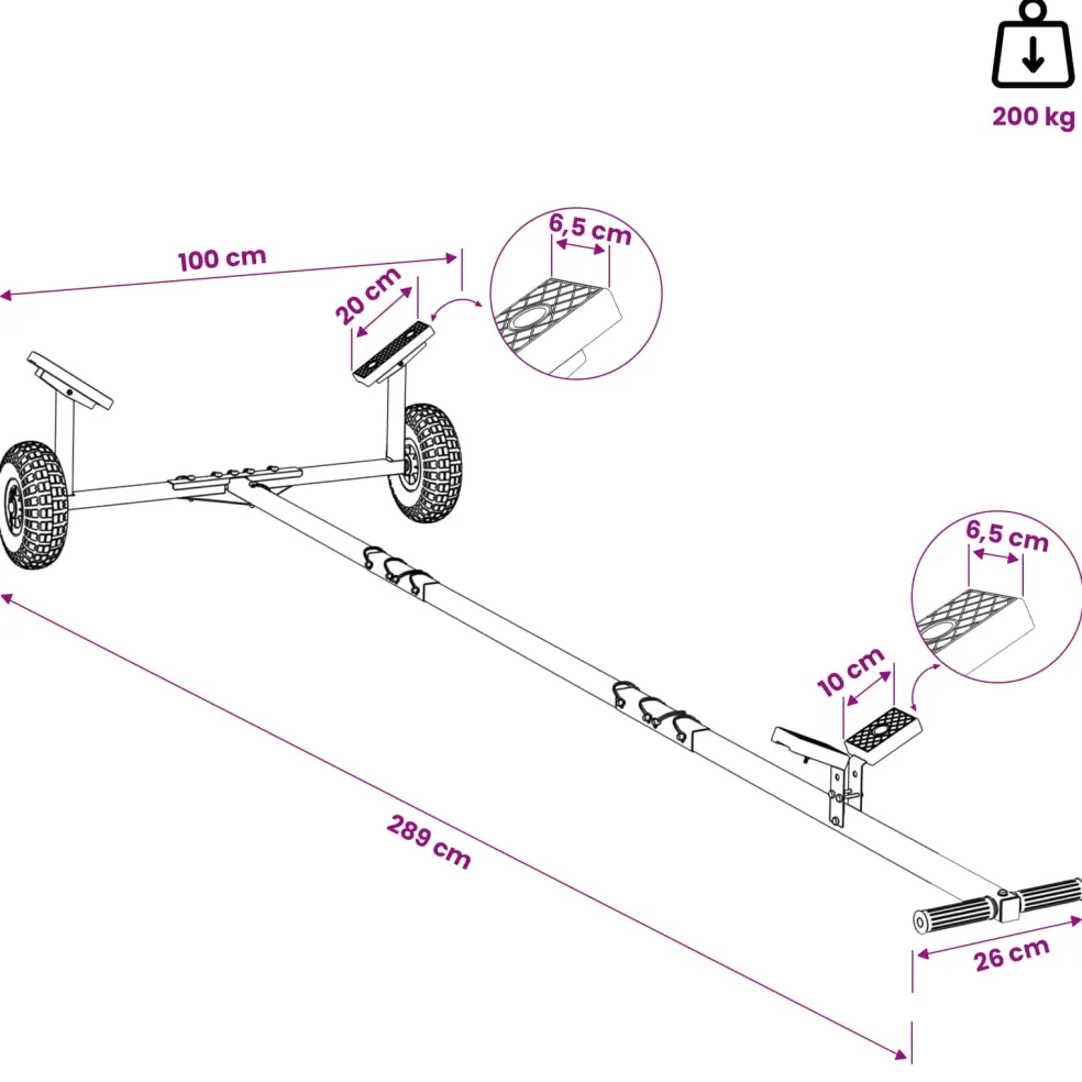 vidaXL Verstelbare Boottrailer met Pneumatische Banden 200 kg Load