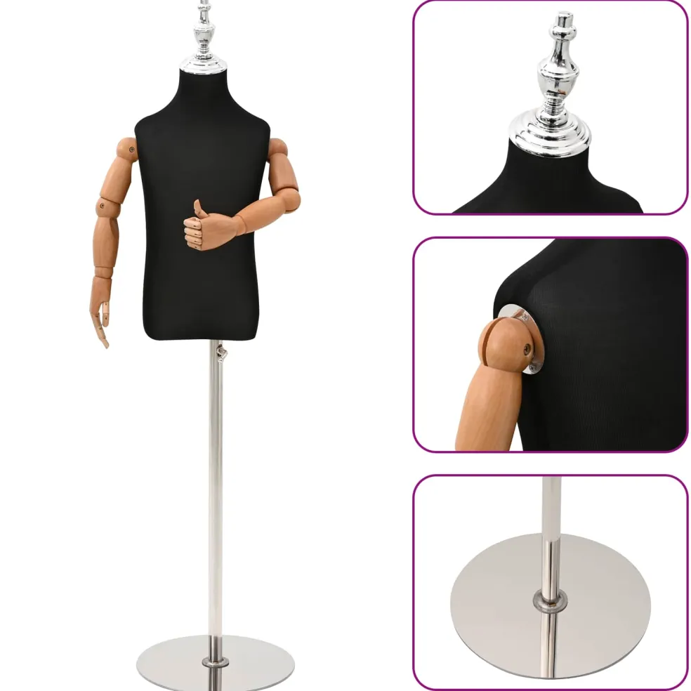 vidaXL Verstelbare 120-150 cm Mannequin met Basis Uniseks PP Zwart