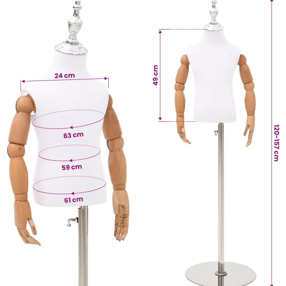 vidaXL Verstelbare 120-157 cm Mannequin met Basis Uniseks PP Wit
