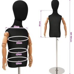 vidaXL Verstelbare 120-150 cm Mannequin met Basis Uniseks PP Zwart