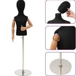 vidaXL Verstelbare 120-157 cm Mannequin met Basis Uniseks PP Zwart