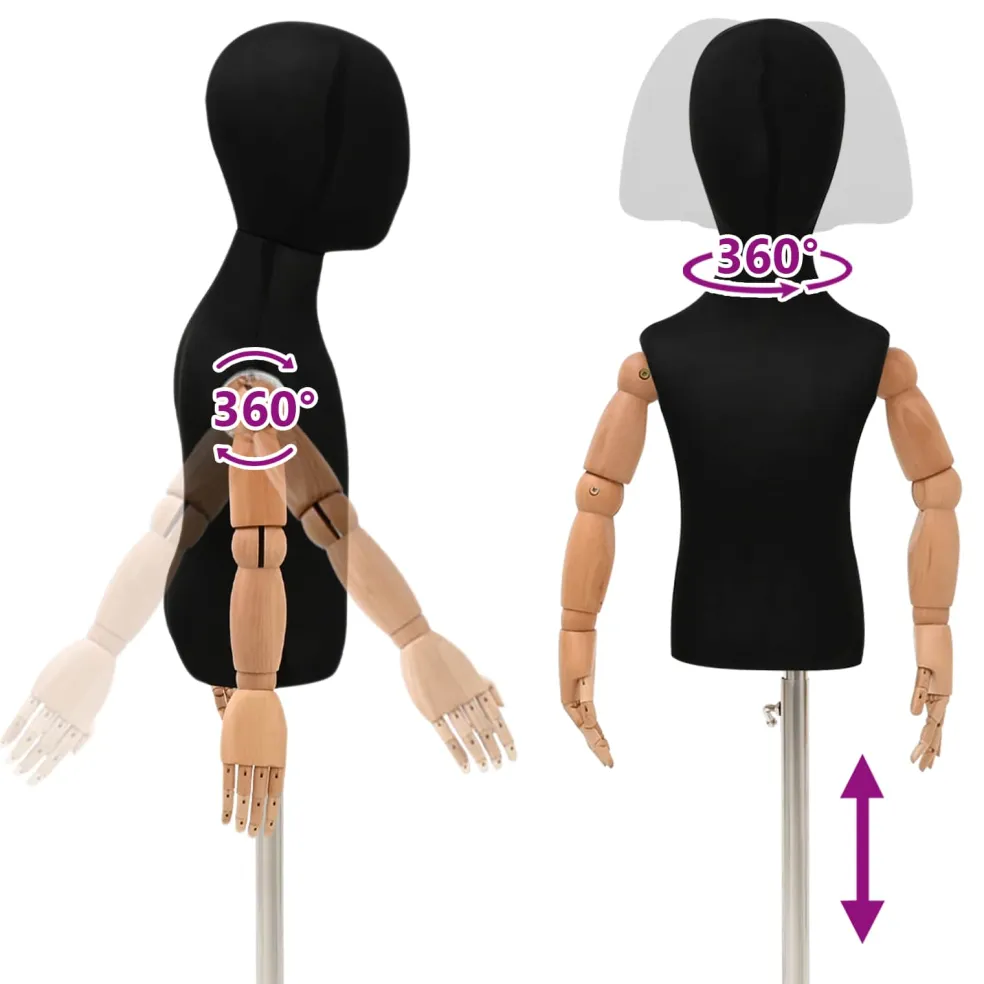 vidaXL Verstelbare 120-157 cm Mannequin met Basis Uniseks PP Zwart