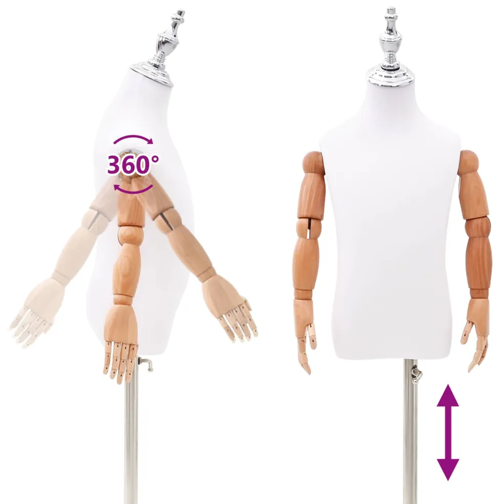 vidaXL Verstelbare 120-150 cm Mannequin met Basis Uniseks PP Wit