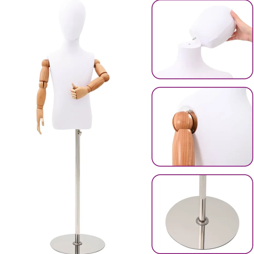 vidaXL Verstelbare 120-150 cm Mannequin met Basis Uniseks PP Wit