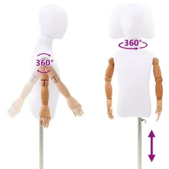 vidaXL Verstelbare 120-150 cm Mannequin met Basis Uniseks PP Wit