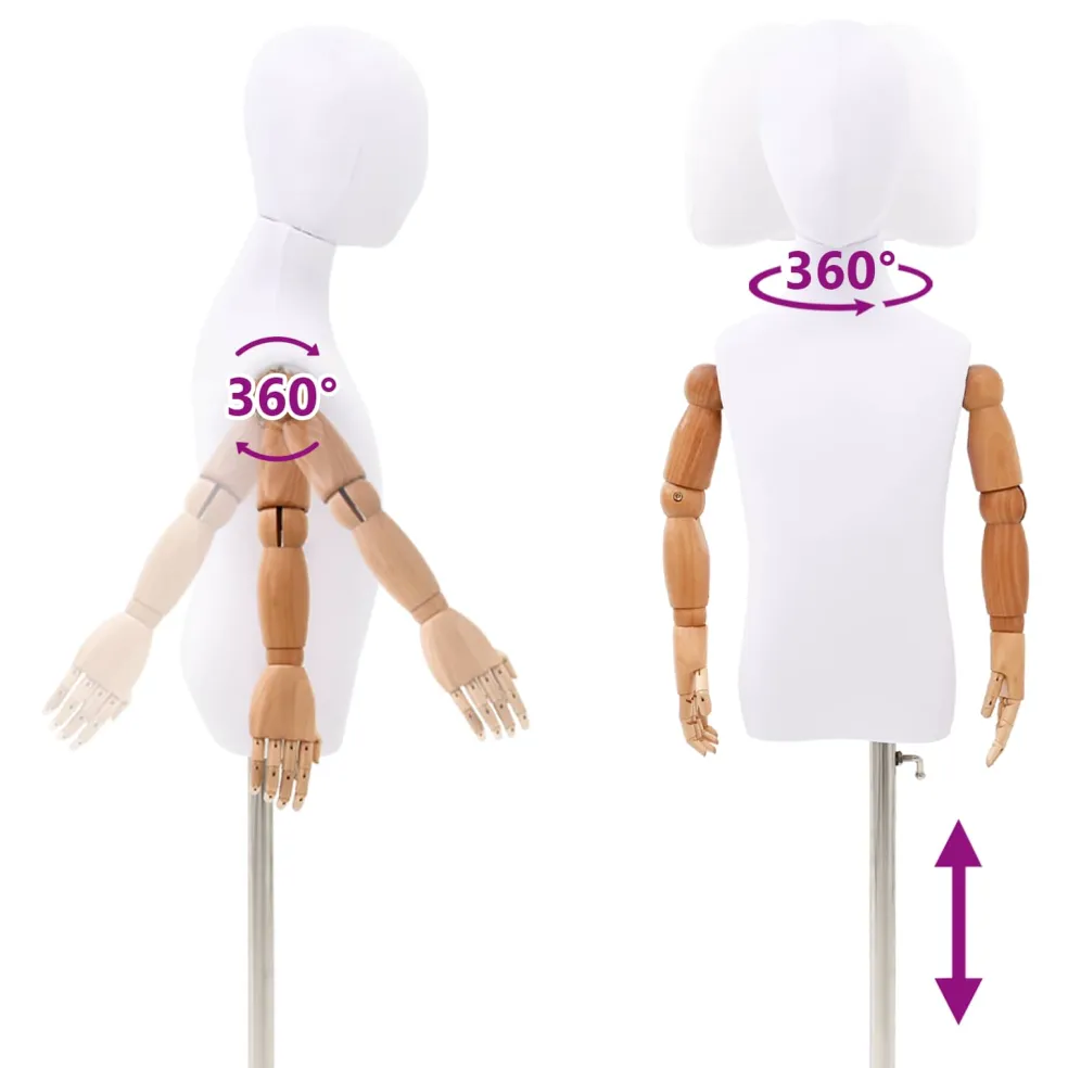 vidaXL Verstelbare 120-150 cm Mannequin met Basis Uniseks PP Wit