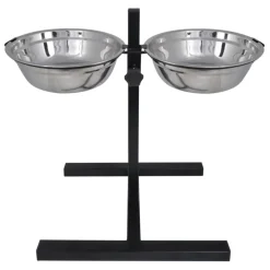 vidaXL Verstelbare dubbele honden / katten voederbak (2 x 4,1L RVS bakken)