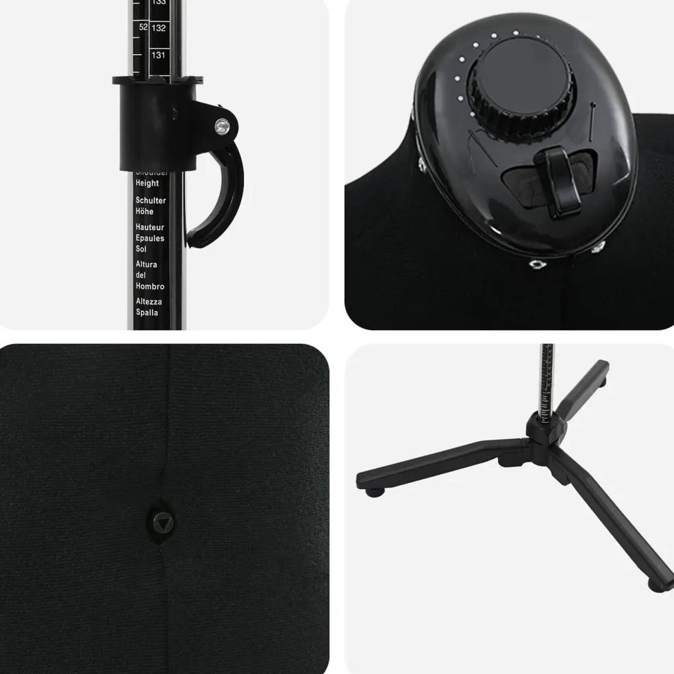 vidaXL Verstelbare Kleedvorm Man Zwart 37,5-45,5 inch Stof