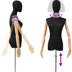 vidaXL Verstelbare mannequin van 170-218 cm met voet Man PP Zwart