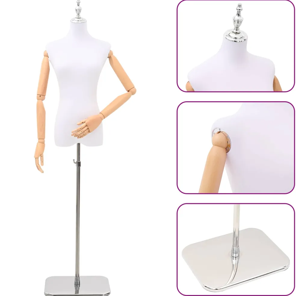 vidaXL Verstelbare mannequin van 165-213 cm met voet Vrouw PP Wit