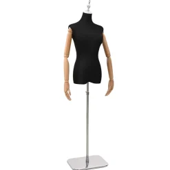 vidaXL Verstelbare mannequin van 165-213 cm met voet Vrouw PP Zwart