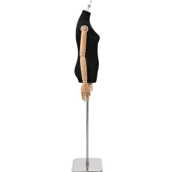 vidaXL Verstelbare mannequin van 165-213 cm met voet Vrouw PP Zwart