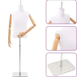 vidaXL Verstelbare mannequin van 170-218 cm met voet Man PP Wit