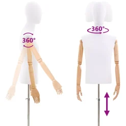 vidaXL Verstelbare mannequin van 170-218 cm met voet Man PP Wit