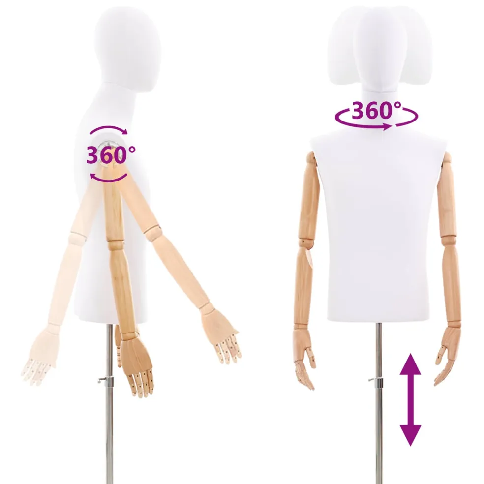 vidaXL Verstelbare mannequin van 170-218 cm met voet Man PP Wit
