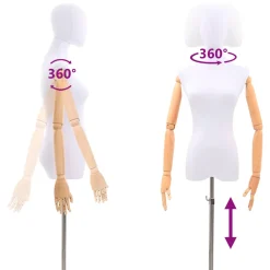 vidaXL Verstelbare mannequin van 165-213 cm met voet Vrouw PP Wit