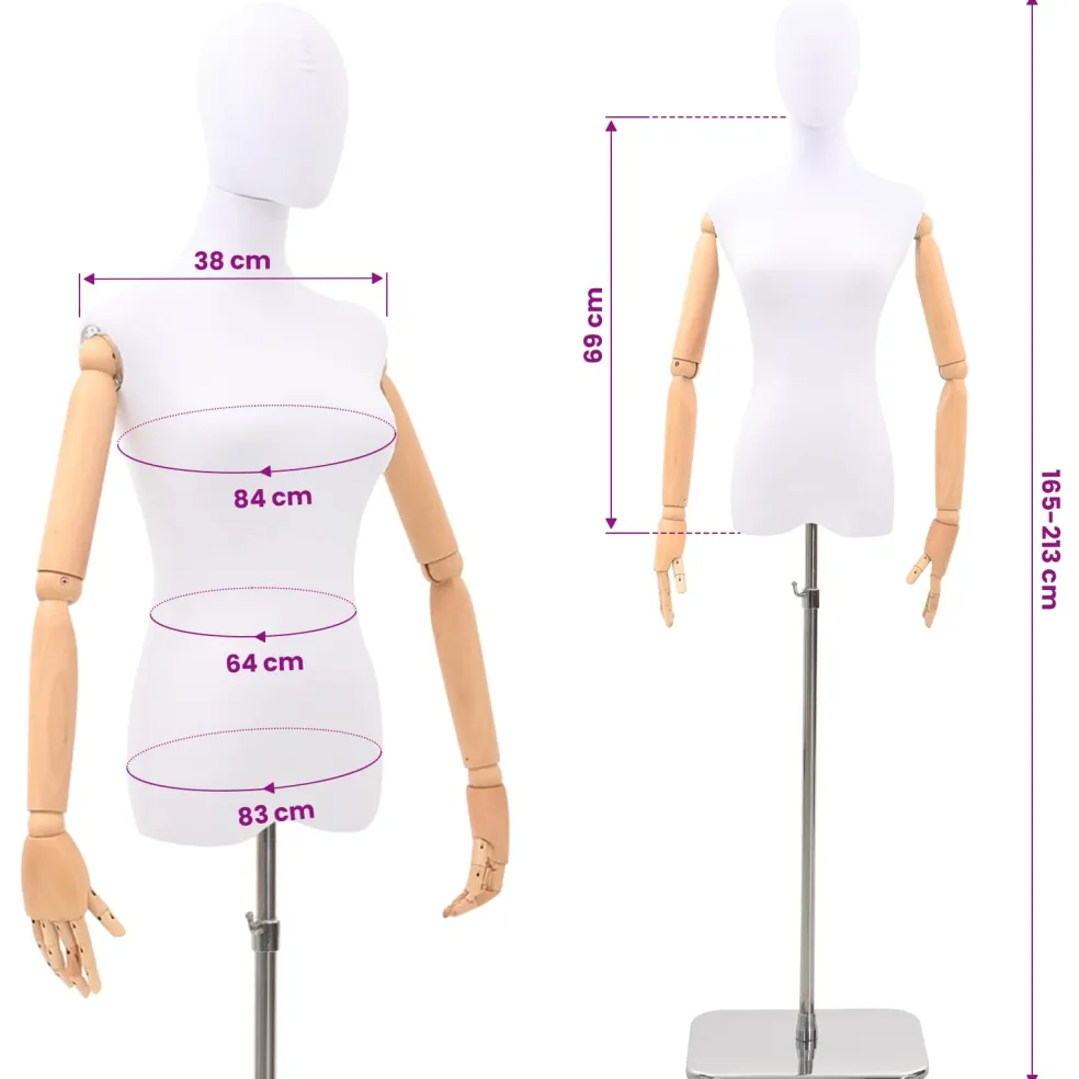 vidaXL Verstelbare mannequin van 170-218 cm met voet Man PP Zwart