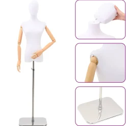 vidaXL Verstelbare mannequin van 170-218 cm met voet Man PP Zwart