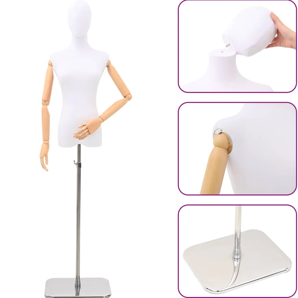 vidaXL Verstelbare mannequin van 170-218 cm met voet Man PP Zwart