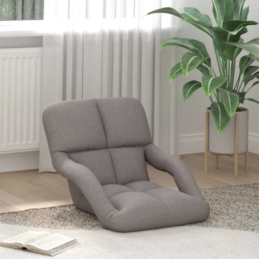 vidaXL Verstelbare vloerstoel met armleuning 5 Posities Taupe Stof