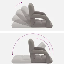 vidaXL Verstelbare vloerstoel met armleuning 5 Posities Taupe Stof