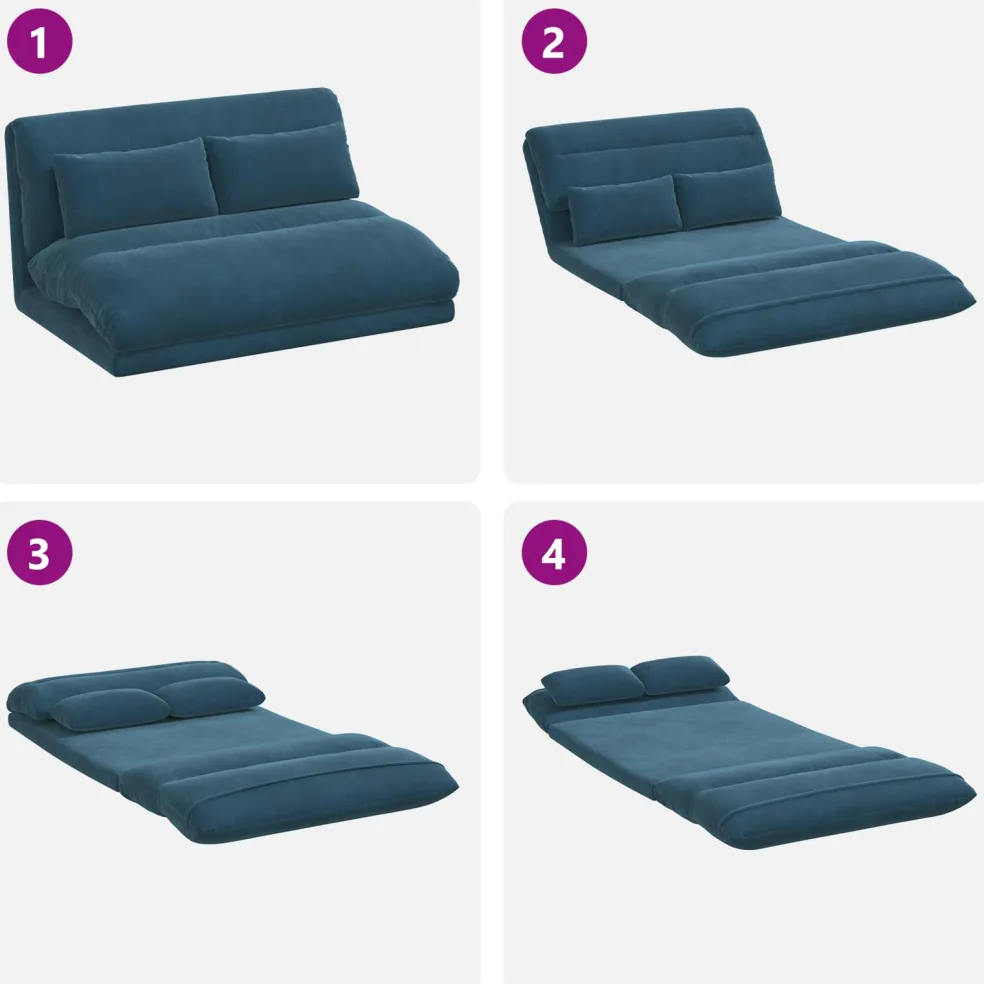 vidaXL Verstelbare vlo stoelen Blauw Fluweel