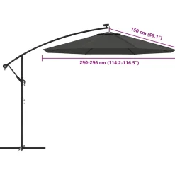vidaXL Vervangingsdoek voor tuinparasol 300 cm antracietkleurig