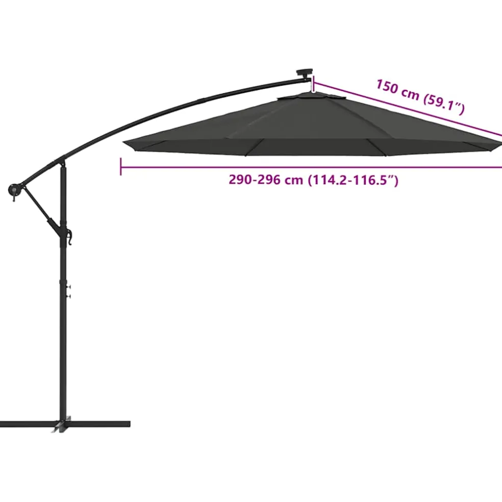 vidaXL Vervangingsdoek voor tuinparasol 300 cm antracietkleurig