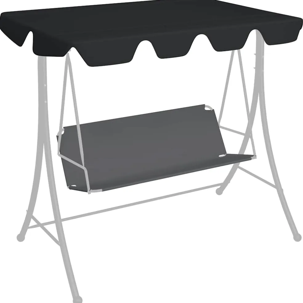 vidaXL Vervangingsluifel voor schommelbank 188/168x145/110 cm zwart