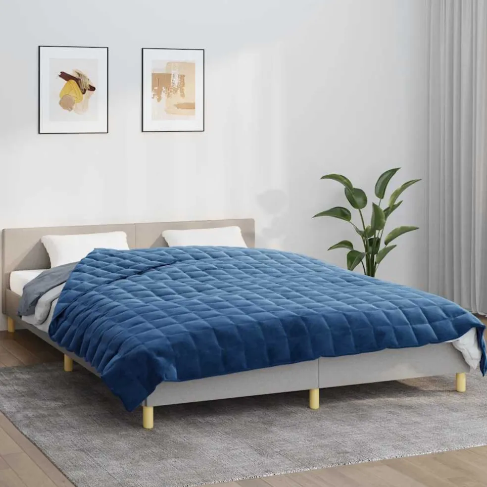 vidaXL Verzwaringsdeken 220x235 cm 15 kg stof blauw