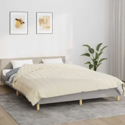 vidaXL Verzwaringsdeken 200x200 cm 13 kg stof lichtcrèmekleurig