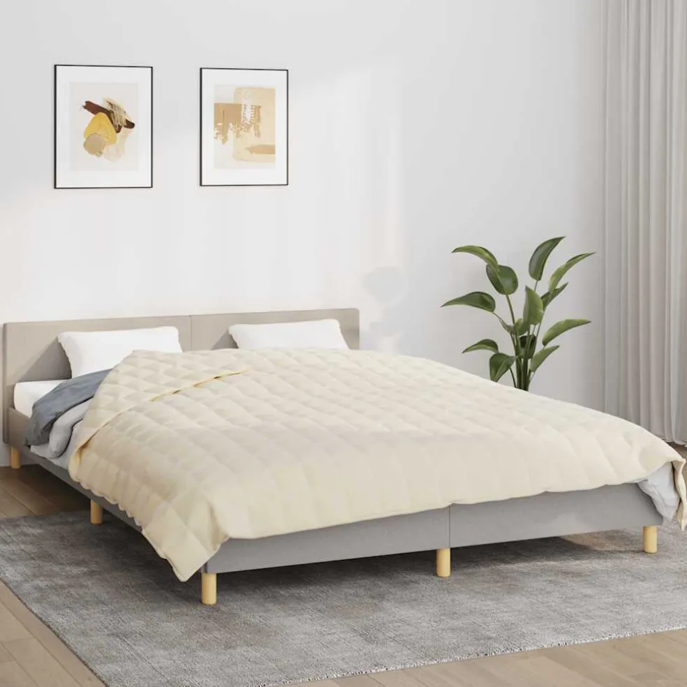 vidaXL Verzwaringsdeken 200x200 cm 13 kg stof lichtcrèmekleurig