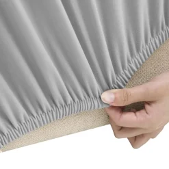 vidaXL Vierzitsbankhoes stretch polyester jersey grijs
