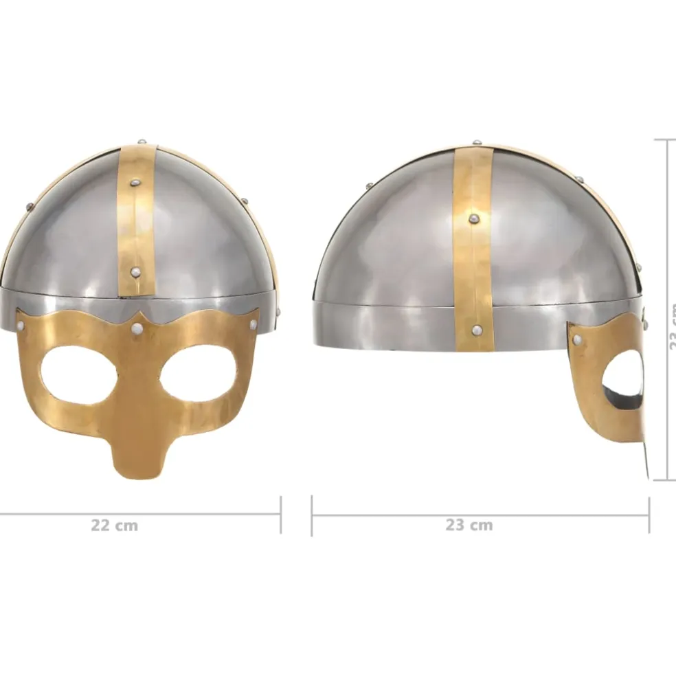 vidaXL Vikinghelm replica LARP staal zilverkleurig