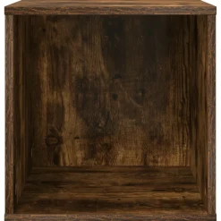 vidaXL Vinyl Album Doos Gerookt eiken 37 x 36,5 x 38 cm Bewerkt hout