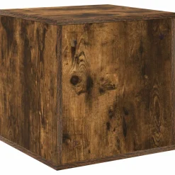 vidaXL Vinyl Album Doos Gerookt eiken 37 x 36,5 x 38 cm Bewerkt hout