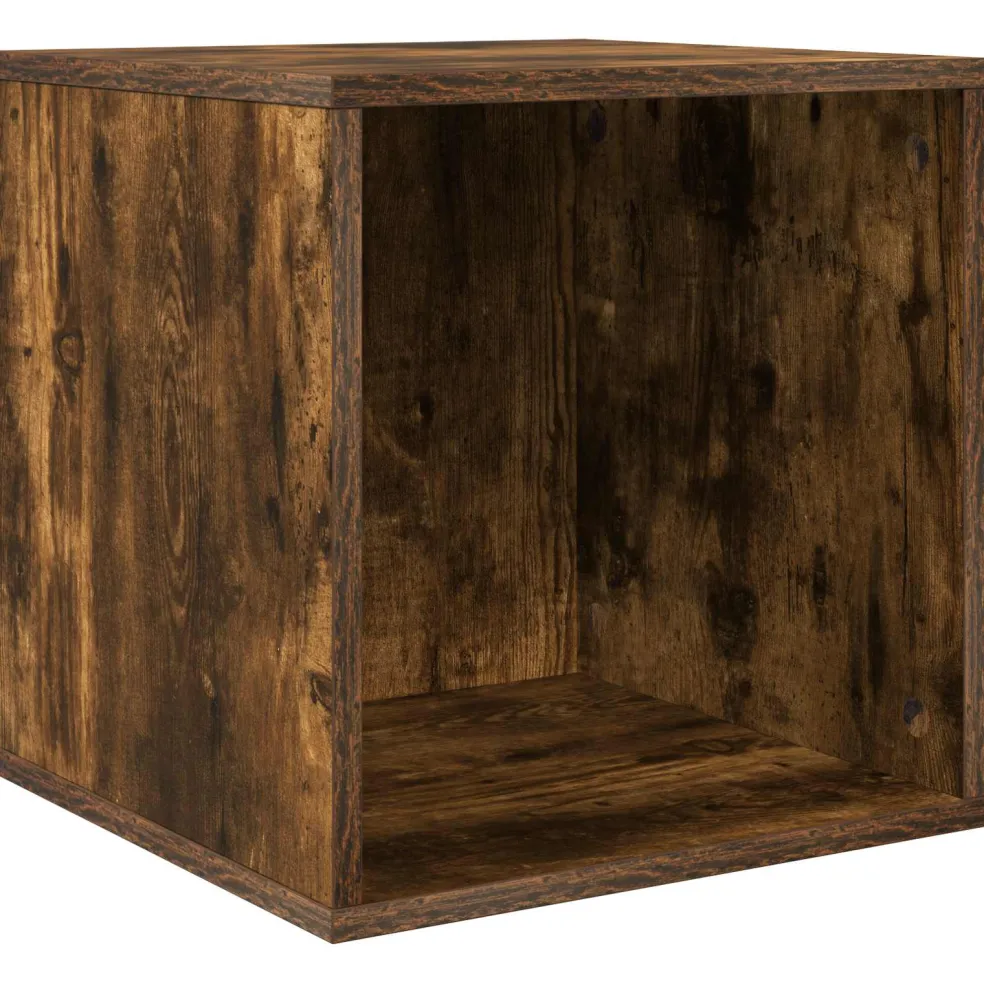 vidaXL Vinyl Album Doos Gerookt eiken 37 x 36,5 x 38 cm Bewerkt hout