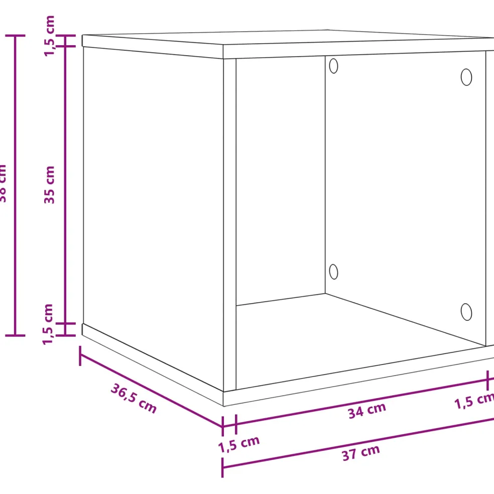 vidaXL Vinyl Album Doos Gerookt eiken 37 x 36,5 x 38 cm Bewerkt hout