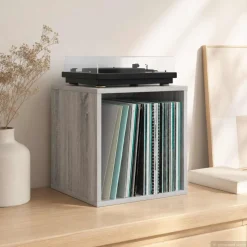 vidaXL Vinyl Album Doos Grijs Sonoma 37 x 36,5 x 38 cm Bewerkt hout