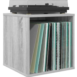 vidaXL Vinyl Album Doos Grijs Sonoma 37 x 36,5 x 38 cm Bewerkt hout