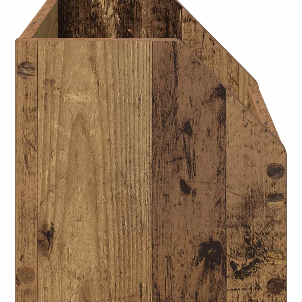 vidaXL Vinyl Album Doos Oud hout 38 x 30 x 29 cm Bewerkt hout